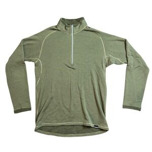 Patagonia Merino Wool 1/4 Zip Performance Base Layer Shirt Men sz L Olive Green